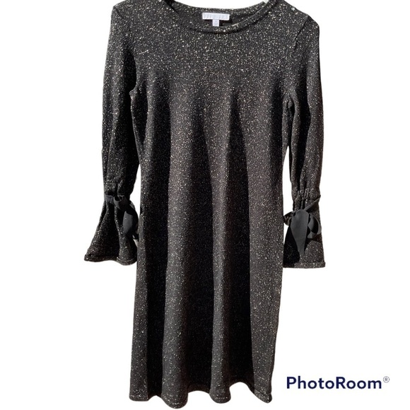 RSVP Talbots Metallic Bell Sleeve Merino Wool Sweater Dress Size M P - Picture 2 of 5